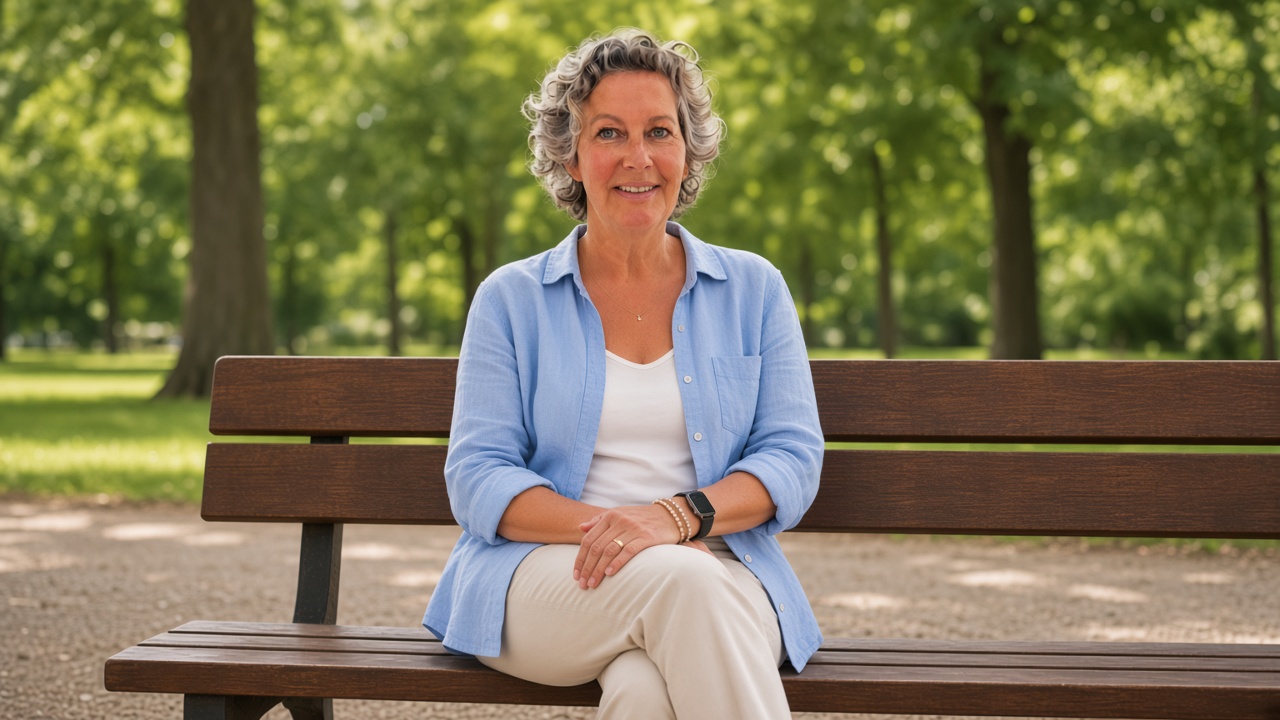 Susanne Lentz-Pesch auf einer Parkbank